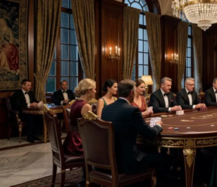 Stijlvolle communitybijeenkomst in een luxe pokerzaal