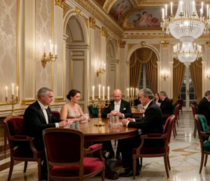 Exclusieve barokke pokeravond met luxe tafels